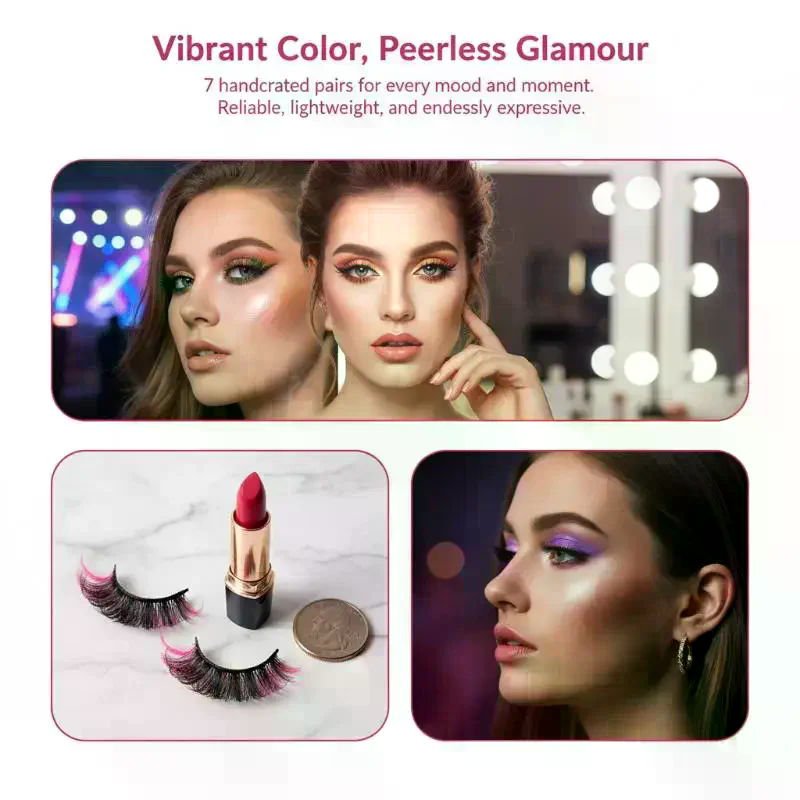Eyelash Extension Volume - 7 Pairs Colorful False Eyelashes 3D