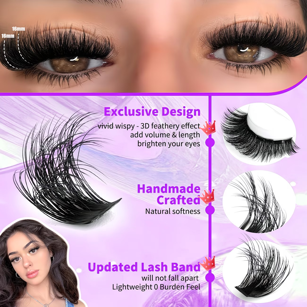 QUEENICE Fluffy Eyelash Cluste - огляд і ціна Eyelash Extension Cluster