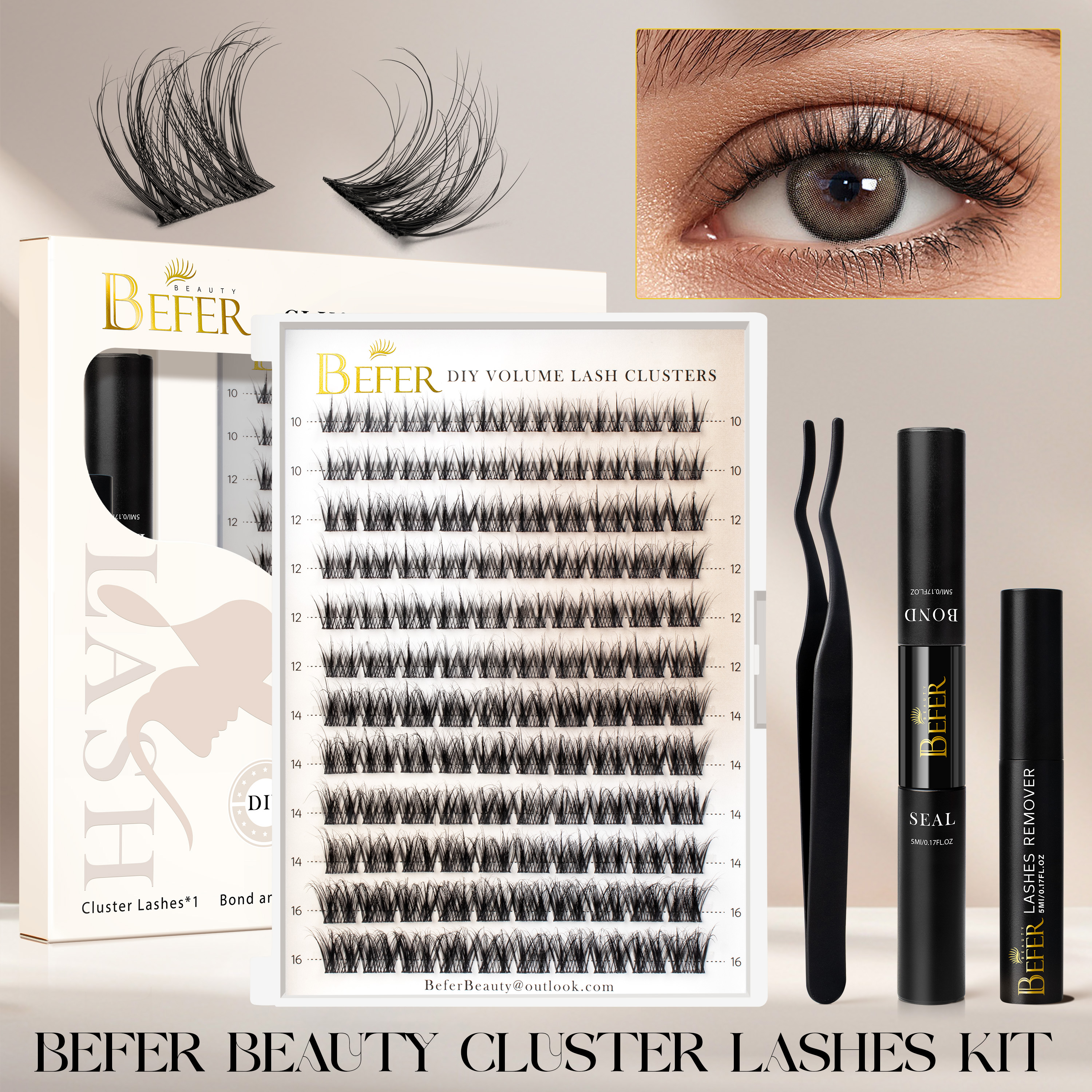 Befer Lash Clusters Kit False  - огляд і ціна Eyelash Extension Volume