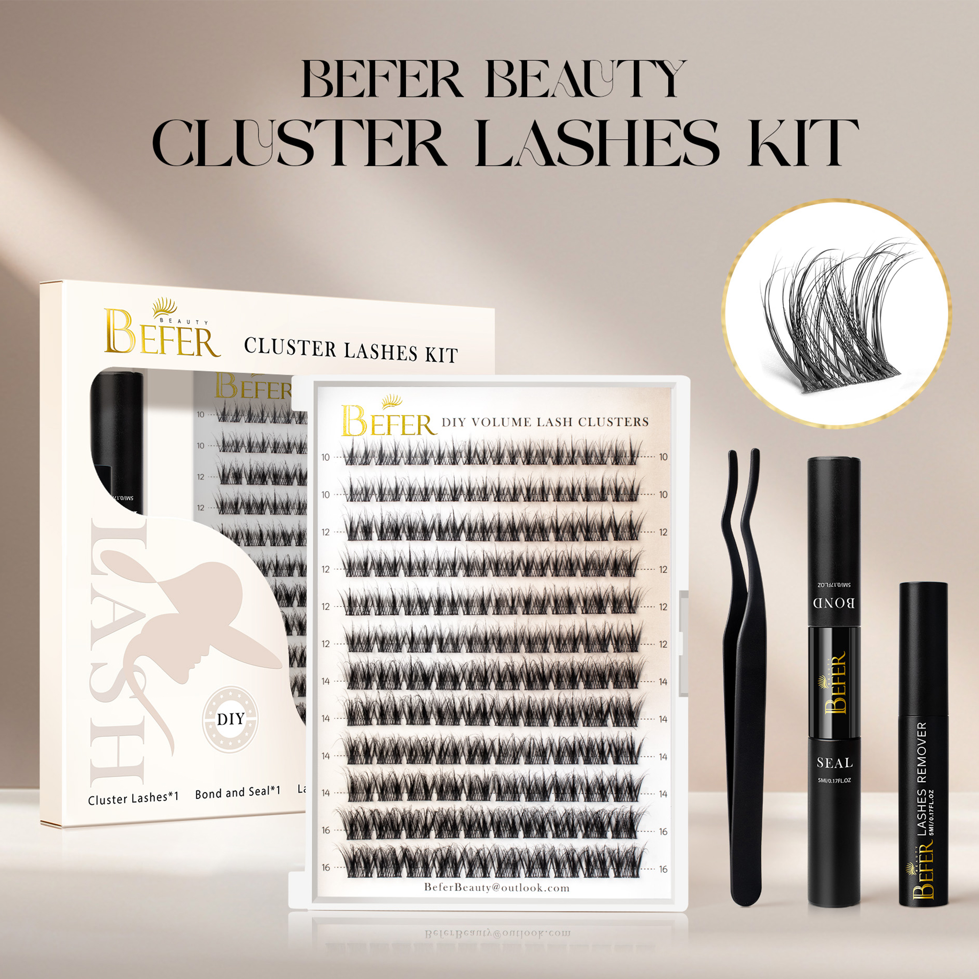 Befer Lash Clusters Kit False  - огляд і ціна Eyelash Extension Volume