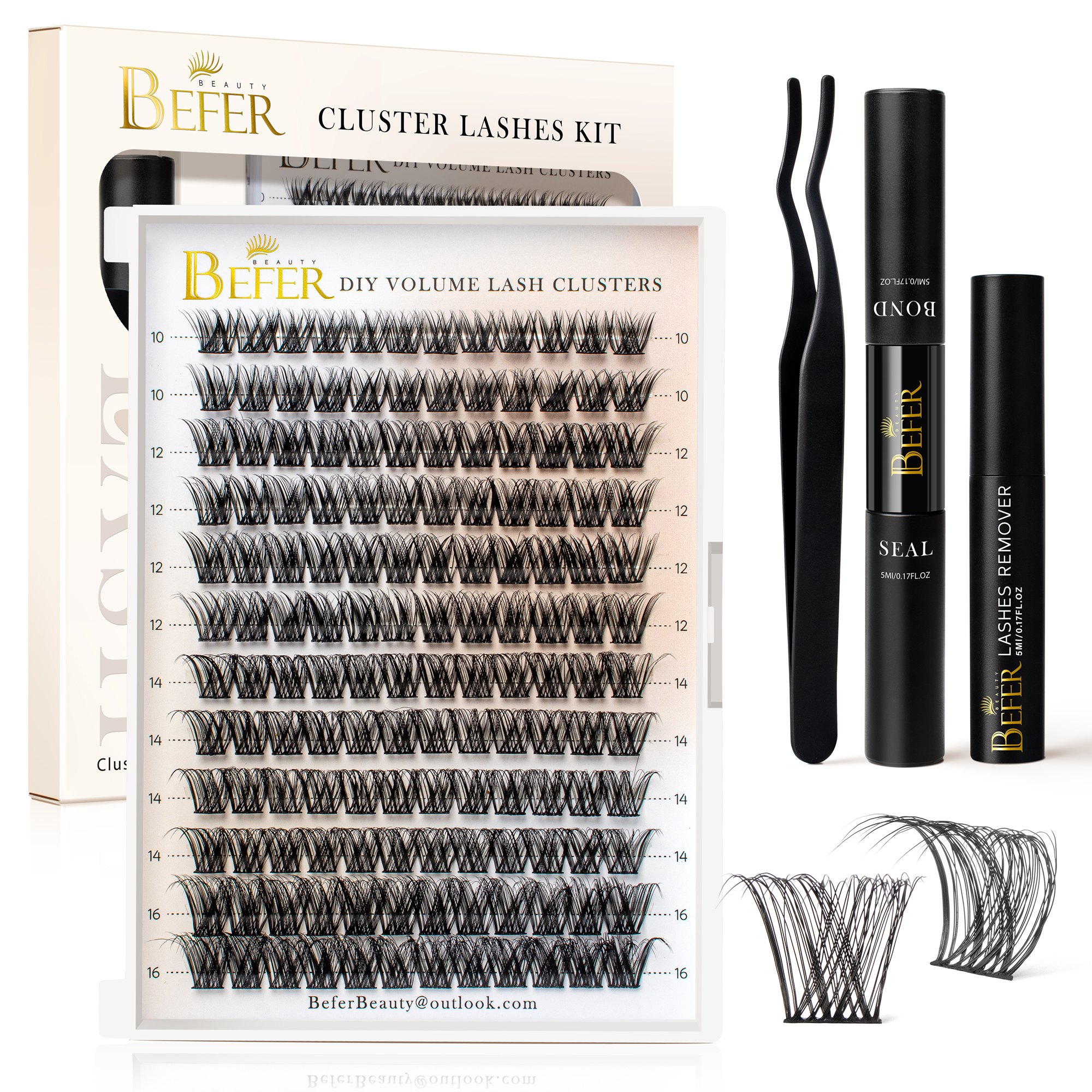 Befer Lash Clusters Kit False  - огляд і ціна Eyelash Extension Volume