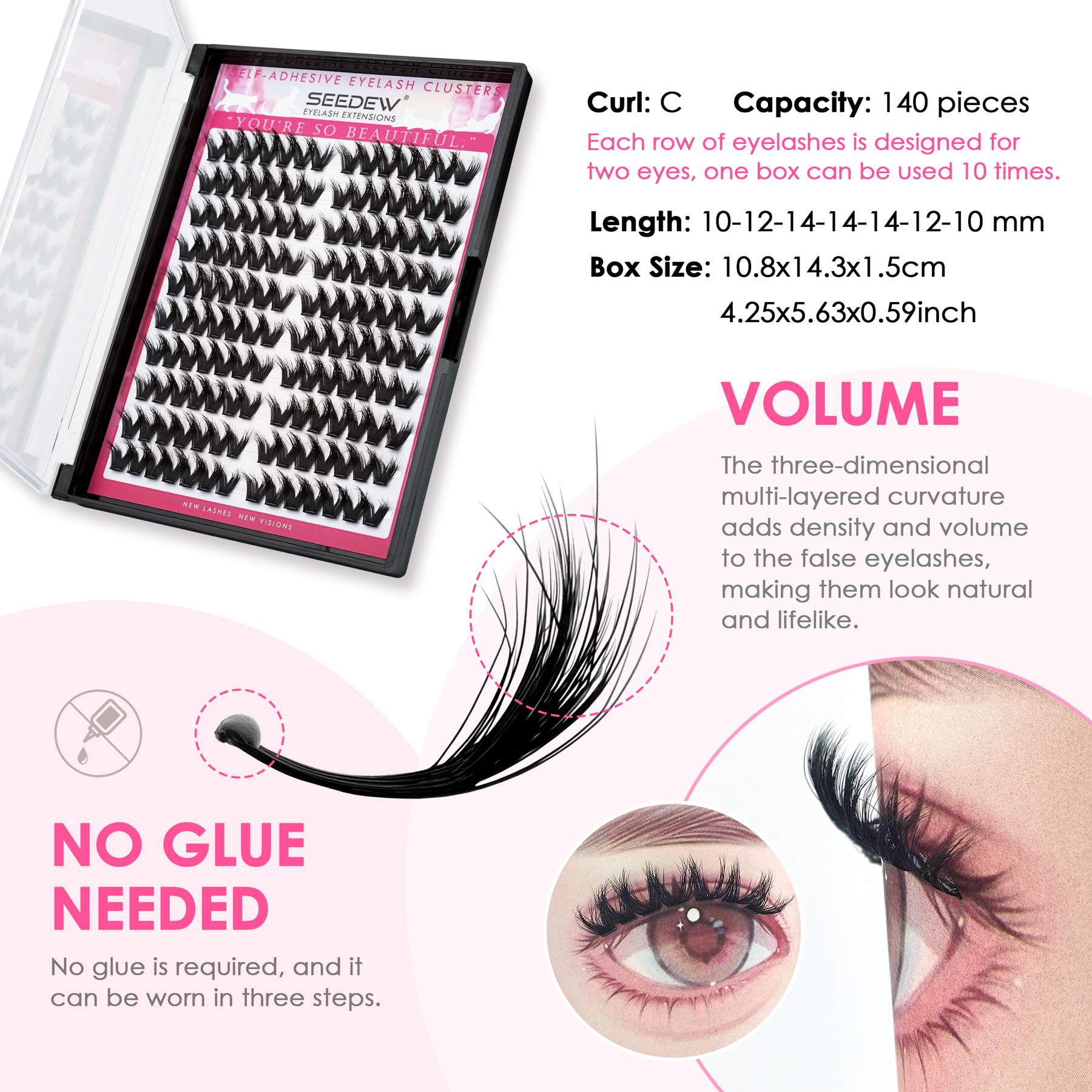 SEEDEW 3D V-shaped Thick False - огляд і ціна Eyelash Extension Cluster