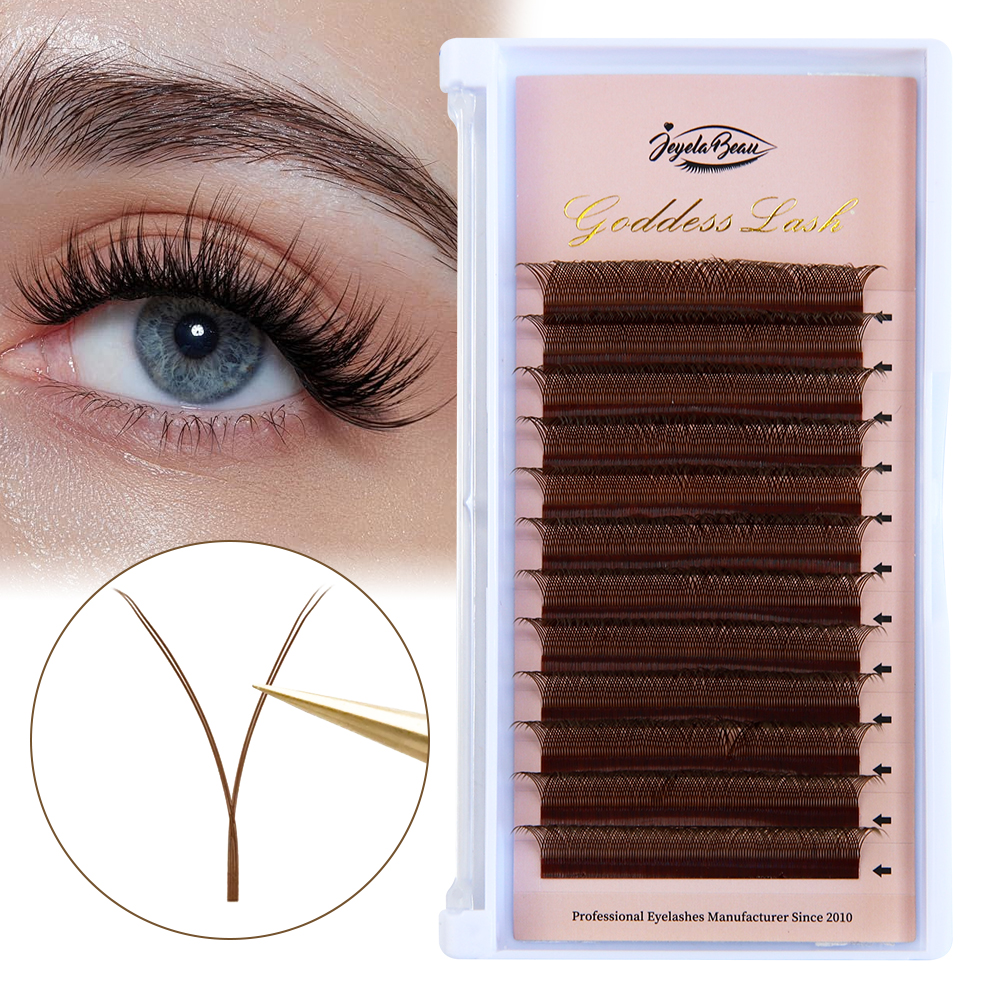 Goddess Brown YY Shape Lashes  - огляд і ціна Eyelash Extension Yy