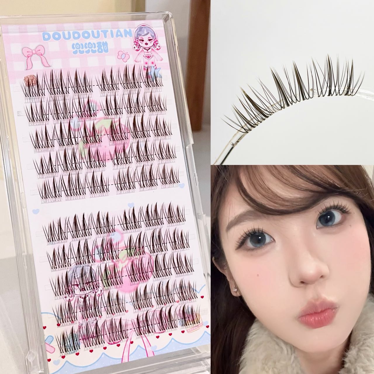 Doudoutian Brown Black Cluster - огляд і ціна Eyelash Extension Natural