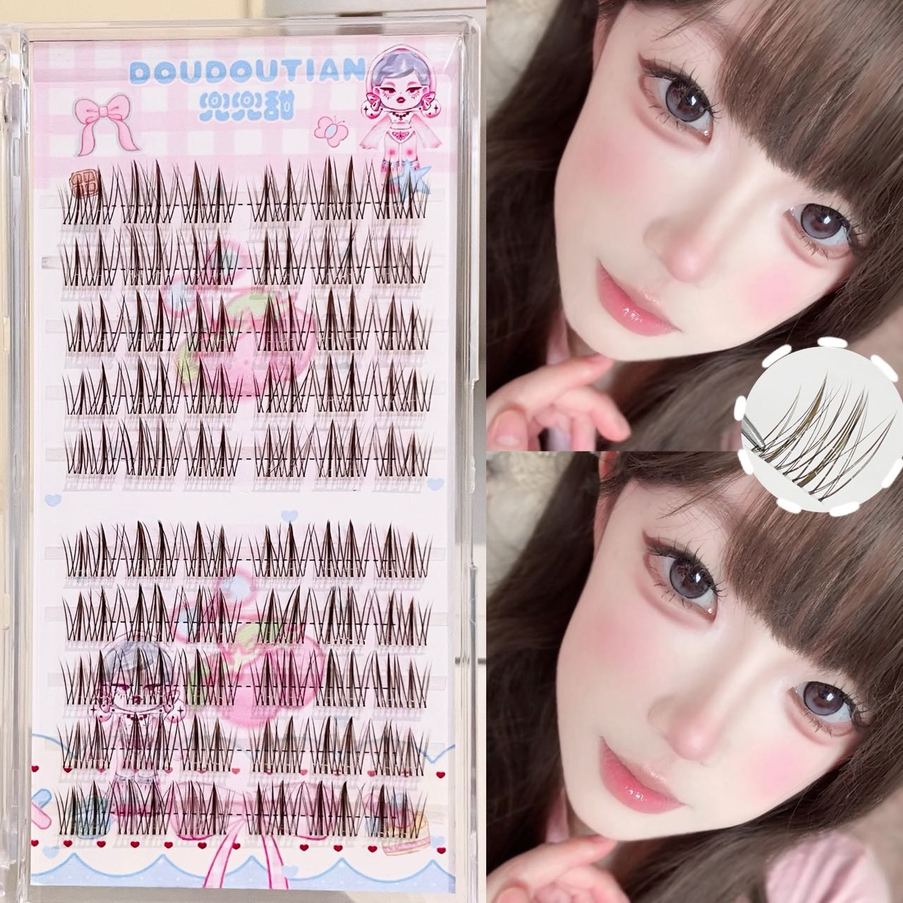 Doudoutian Brown Black Cluster - огляд і ціна Eyelash Extension Natural