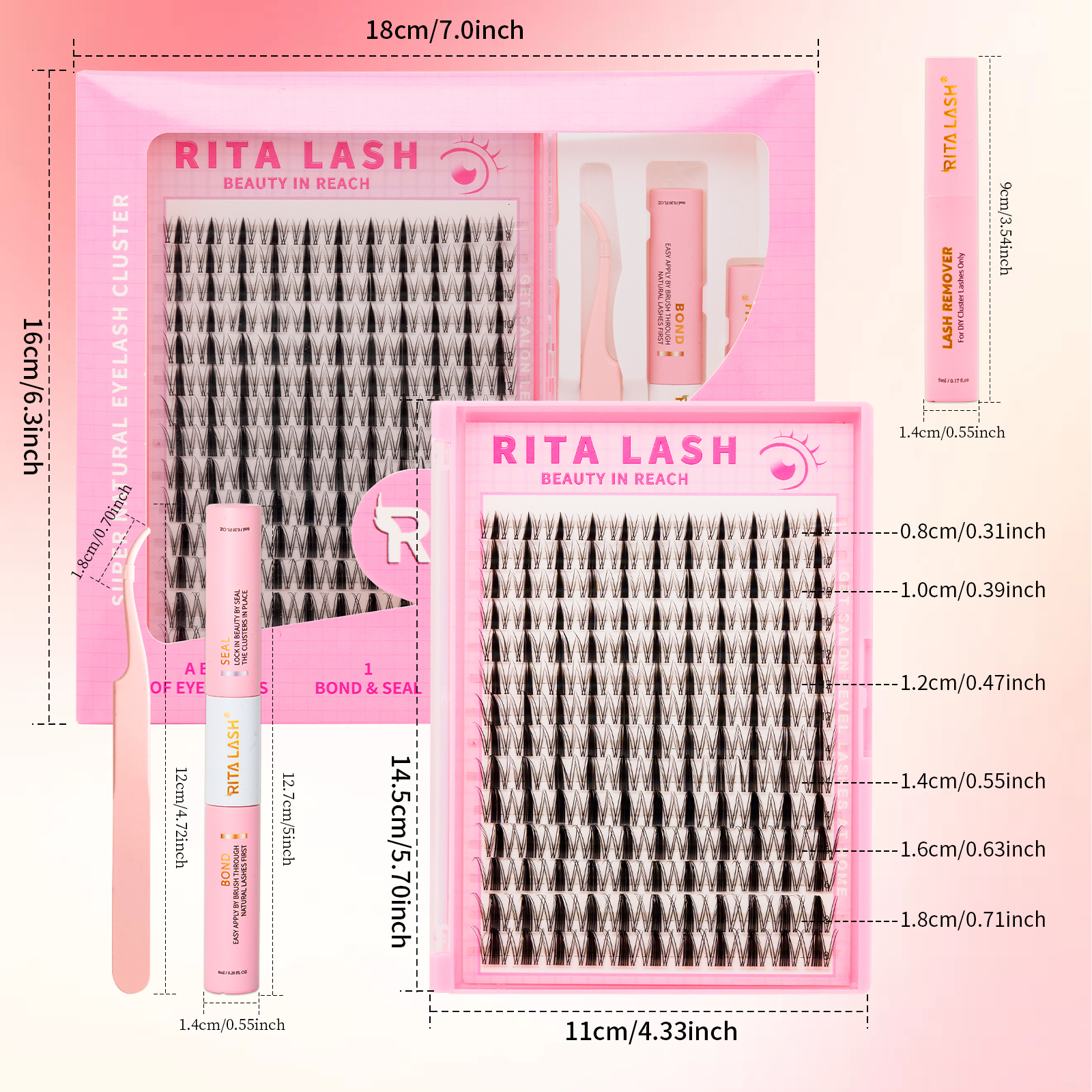 RITALASH 154pcs D Curl Cluster - огляд і ціна Eyelash Extension Volume