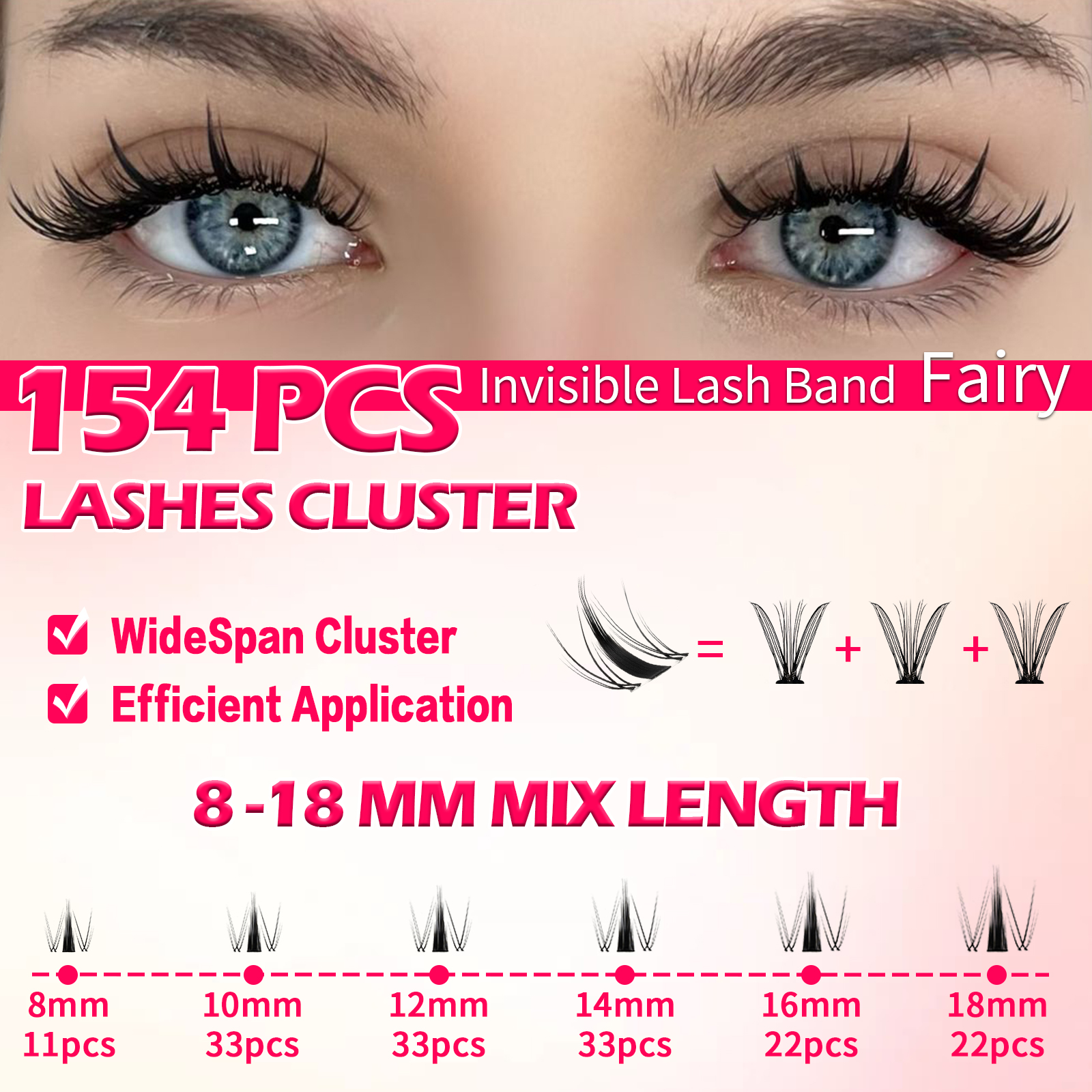 RITALASH 154pcs D Curl Cluster - огляд і ціна Eyelash Extension Volume